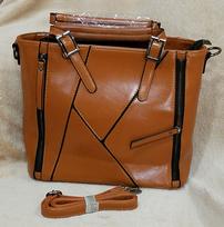 Leather Bag with Multiple Zippers 202//204